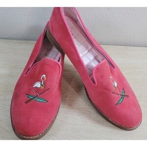 Sperry Pink Suede Flamingo Loafers Women's 8‎ Embroidered Slip On